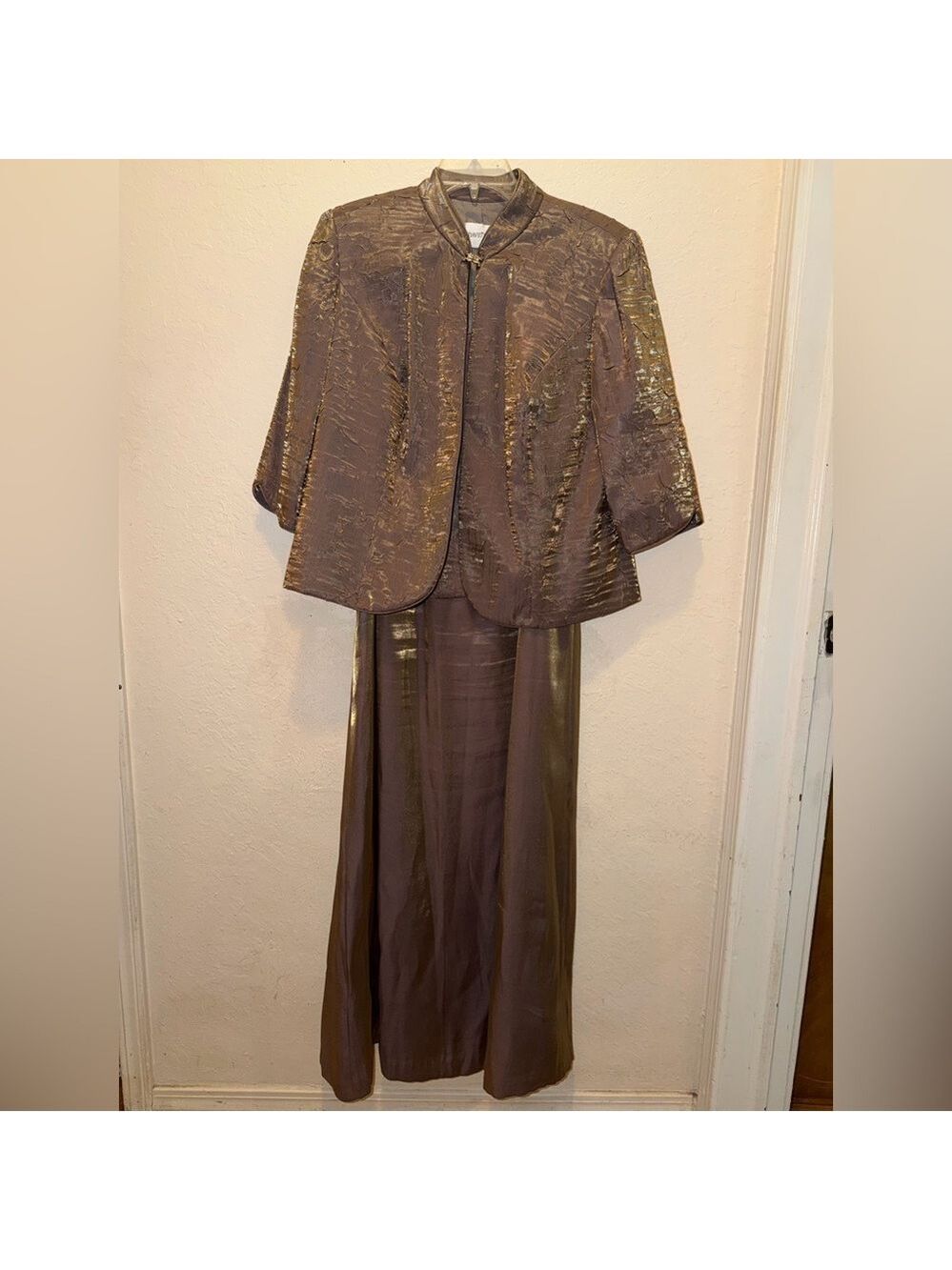 David's Bridal Dress and Jacket Mother of the Bride Groom Dress Bown Bronze - Picture 4 of 14